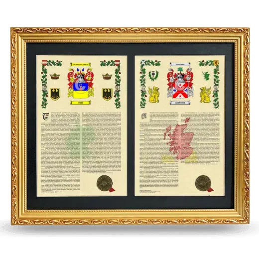 Double Armorial History Framed - Gold