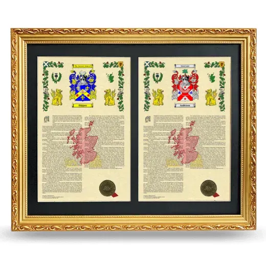 Double Armorial History Framed - Gold