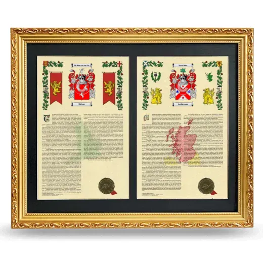 Double Armorial History Framed - Gold