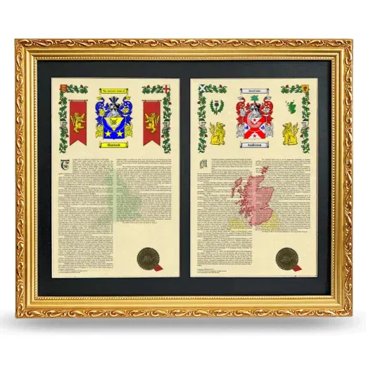 Double Armorial History Framed - Gold
