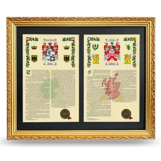 Double Armorial History Framed - Gold