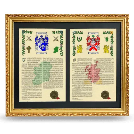 Double Armorial History Framed - Gold
