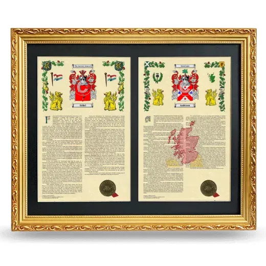 Double Armorial History Framed - Gold