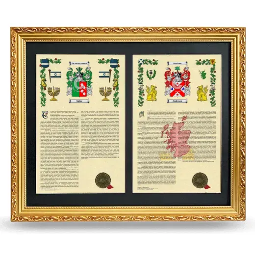 Double Armorial History Framed - Gold