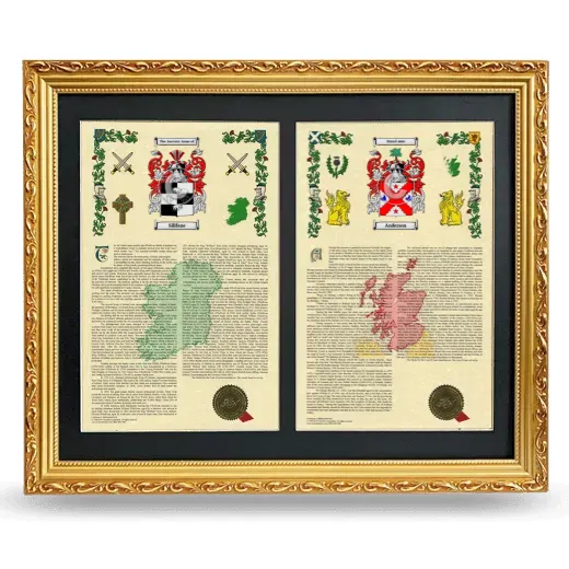 Double Armorial History Framed - Gold