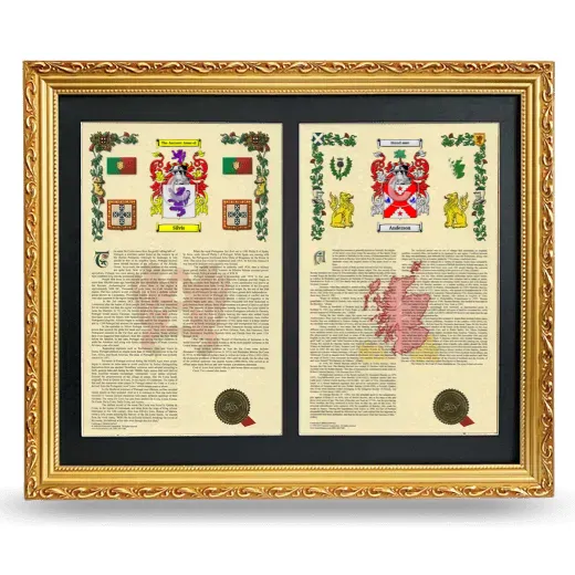 Double Armorial History Framed - Gold