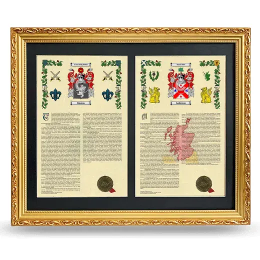 Double Armorial History Framed - Gold