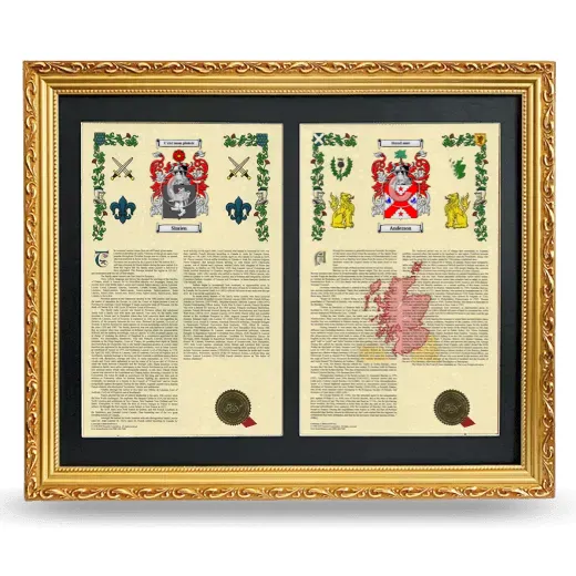 Double Armorial History Framed - Gold