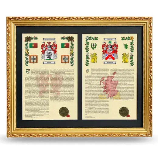 Double Armorial History Framed - Gold