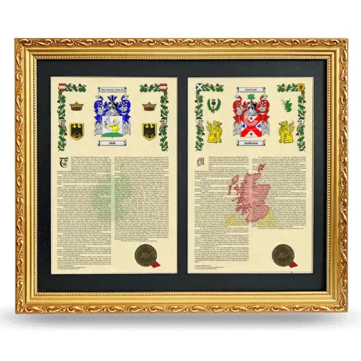 Double Armorial History Framed - Gold