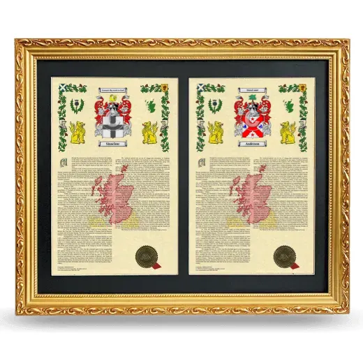 Double Armorial History Framed - Gold