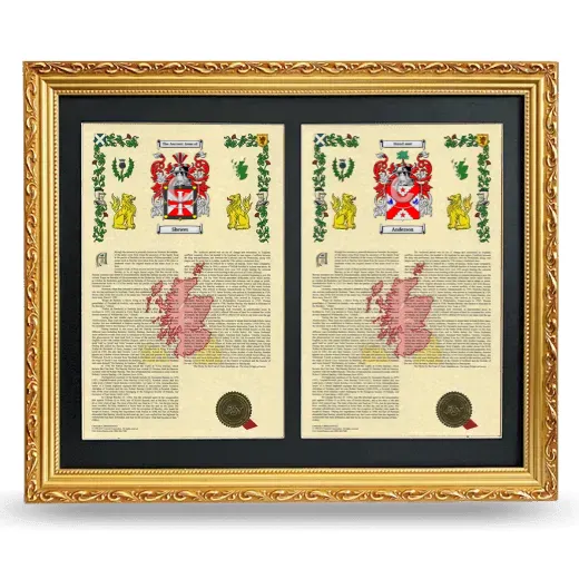 Double Armorial History Framed - Gold
