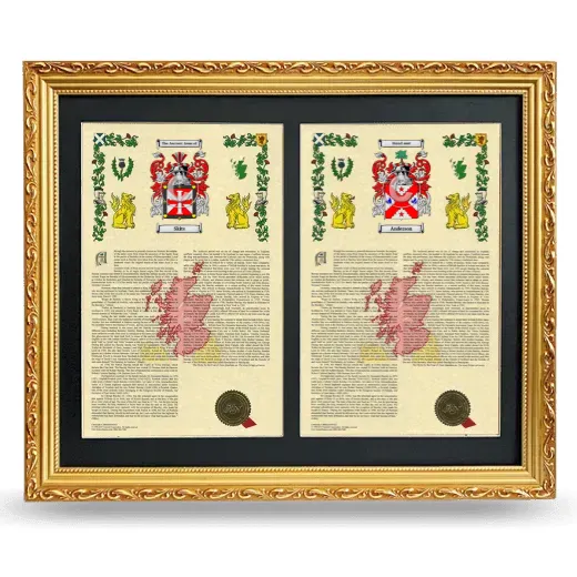 Double Armorial History Framed - Gold