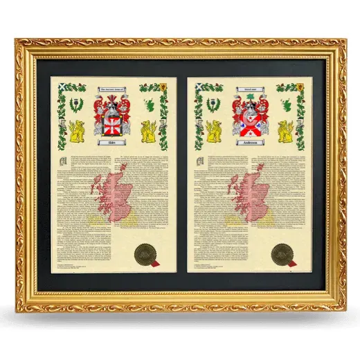 Double Armorial History Framed - Gold