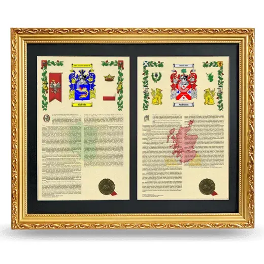 Double Armorial History Framed - Gold