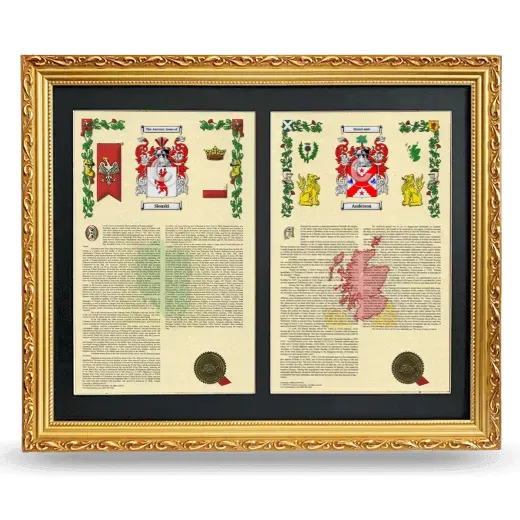Double Armorial History Framed - Gold