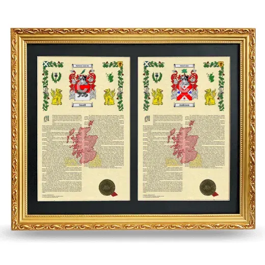 Double Armorial History Framed - Gold