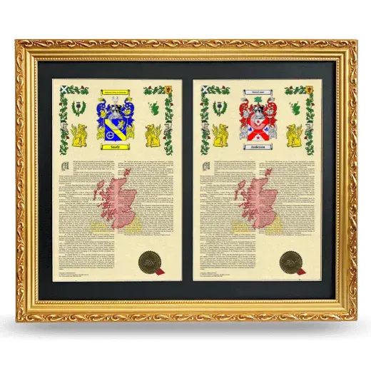 Double Armorial History Framed - Gold