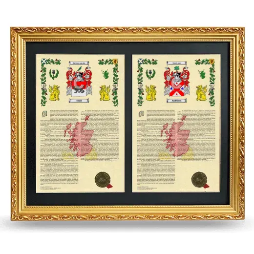 Double Armorial History Framed - Gold