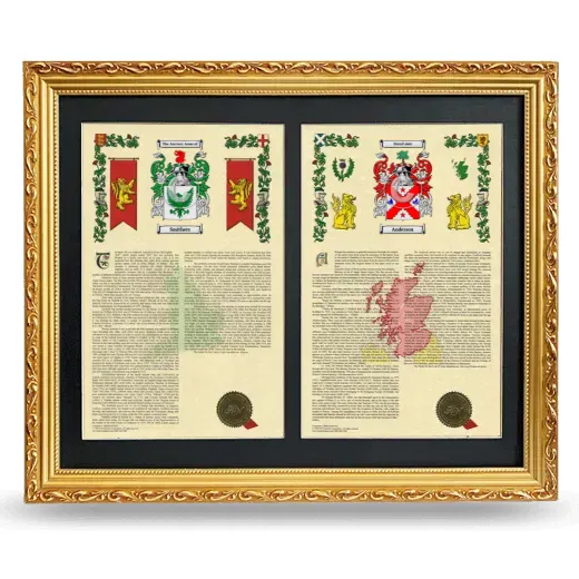 Double Armorial History Framed - Gold