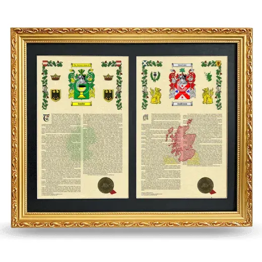 Double Armorial History Framed - Gold