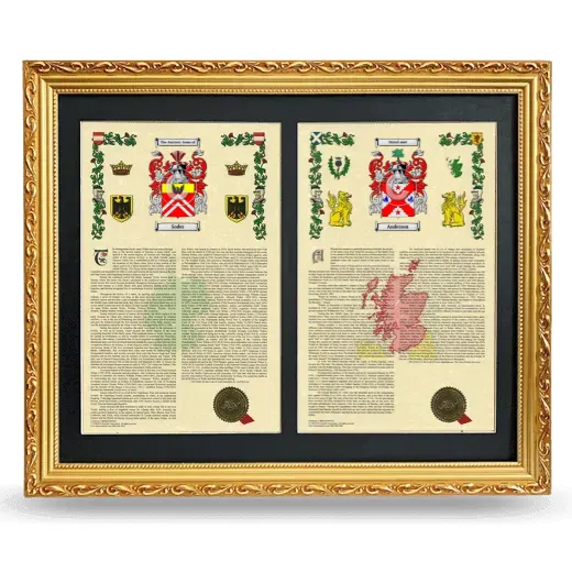 Double Armorial History Framed - Gold