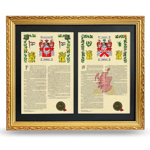 Double Armorial History Framed - Gold