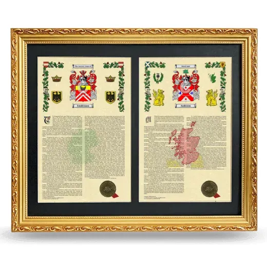 Double Armorial History Framed - Gold