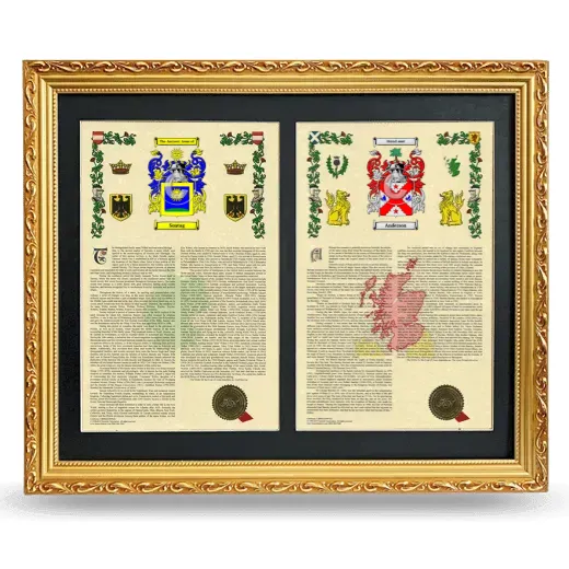 Double Armorial History Framed - Gold