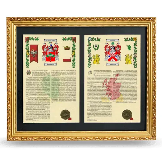 Double Armorial History Framed - Gold