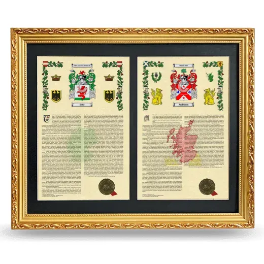 Double Armorial History Framed - Gold