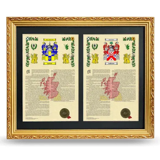Double Armorial History Framed - Gold