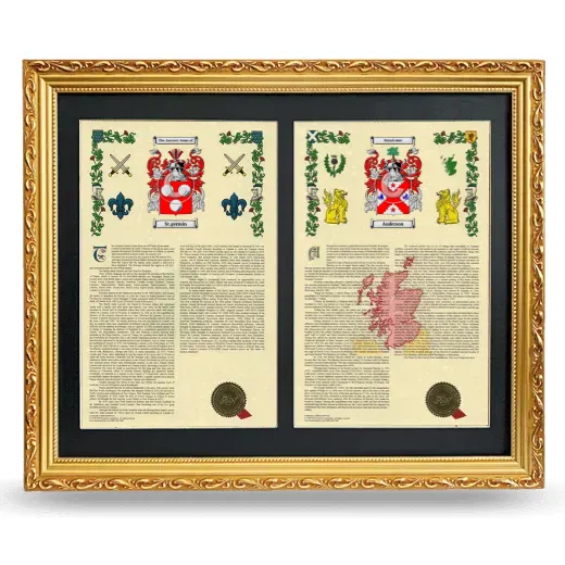 Double Armorial History Framed - Gold