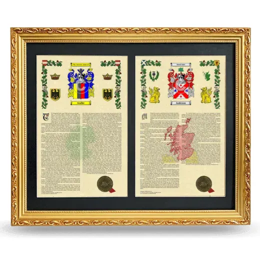 Double Armorial History Framed - Gold