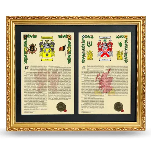 Double Armorial History Framed - Gold