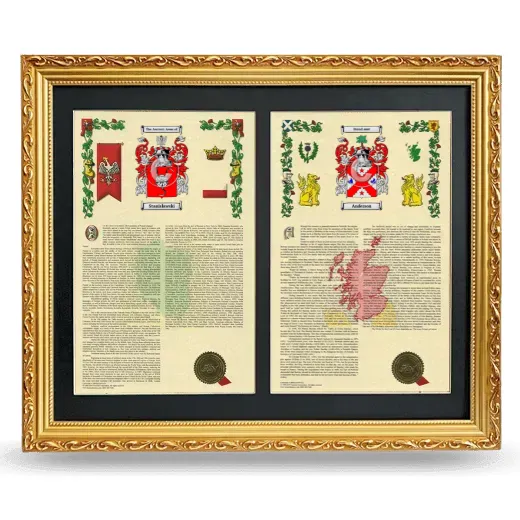 Double Armorial History Framed - Gold