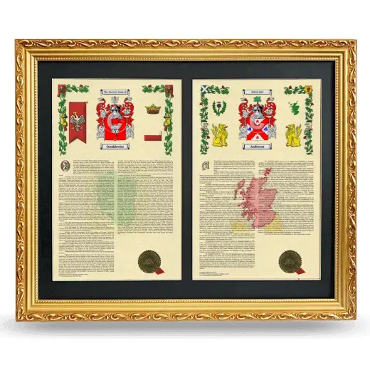 Double Armorial History Framed - Gold