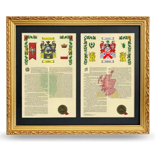 Double Armorial History Framed - Gold