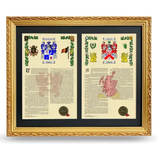 Double Armorial History Framed - Gold