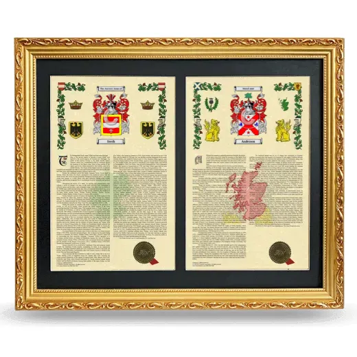 Double Armorial History Framed - Gold