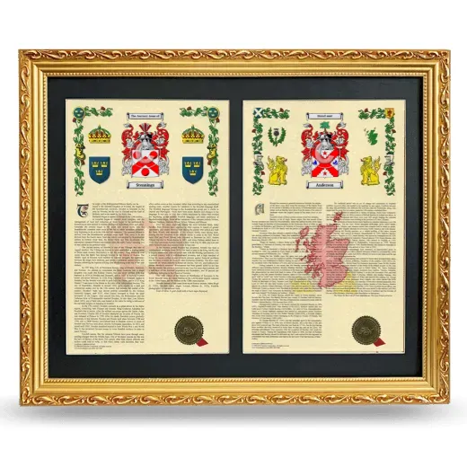 Double Armorial History Framed - Gold