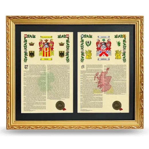 Double Armorial History Framed - Gold