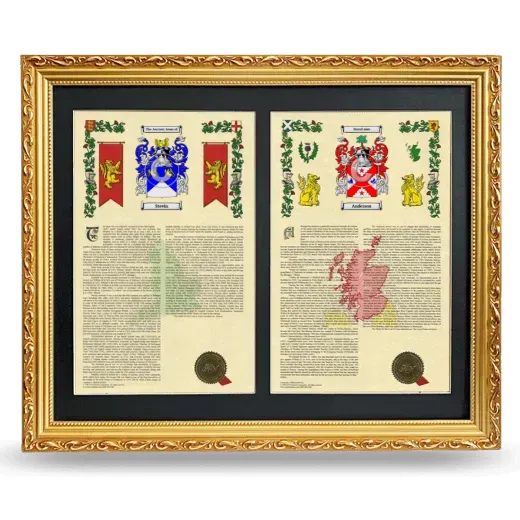 Double Armorial History Framed - Gold