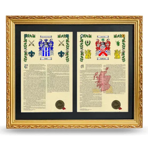 Double Armorial History Framed - Gold