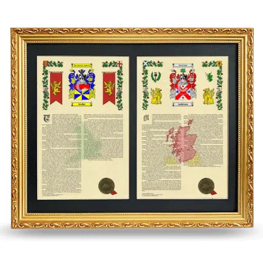 Double Armorial History Framed - Gold
