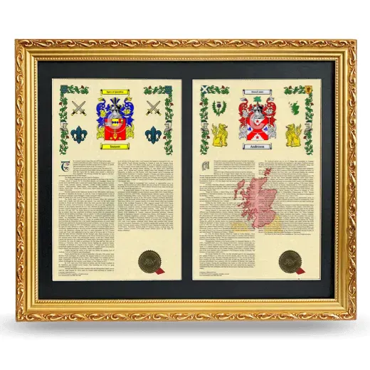 Double Armorial History Framed - Gold
