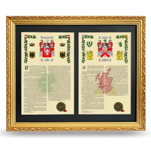 Double Armorial History Framed - Gold
