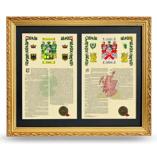 Double Armorial History Framed - Gold