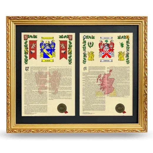 Double Armorial History Framed - Gold