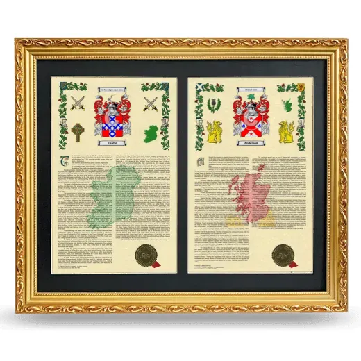Double Armorial History Framed - Gold